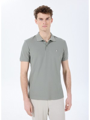 Haki Erkek Basic %100 Pamuk Polo T-Shirt F5SM-TST 2779