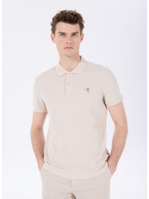 Bej Erkek Basic %100 Pamuk Polo T-Shirt F5SM-TST 2779
