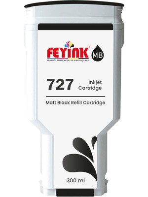 Feyink ® Hp 727 Matt Black (Mk) Orijinal Mürekkep Dolumlu Feyink Kartuş 300 ml Mat Siyah