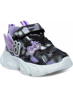 Alessio 034-25 Simli Kelebek Kız Çocuk Sneaker Lila Siyah Beyaz 26-30