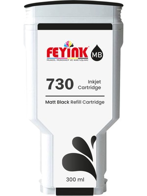 Feyink ® Hp 730 Matt Black (Mk) Orijinal Mürekkep Dolumlu Feyink Kartuş 300 ml Mat Siyah