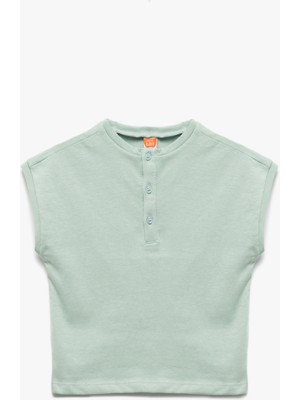 Koton Pamuklu Bisiklet Yaka Düğme Detaylı Kolsuz Atlet