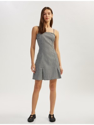 Koton Ince Askılı Kolsuz Ekoseli Bodycon Mini Elbise