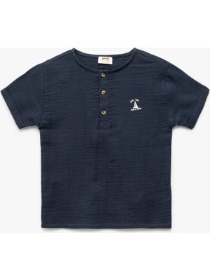 Koton Bisiklet Yaka Düğmeli Kısa Kollu Pamuklu Tişört