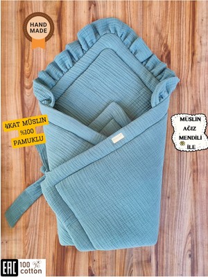 Tomuycuk Bebek Battaniyesi 4 Kat Müslin Bebek Kundağı Hastane Çıkışı Mevsimlik Yenidoğan Hediyelik