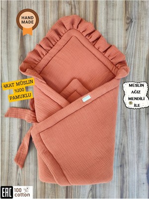 Tomuycuk Bebek Battaniyesi 4 Kat Müslin Bebek Kundağı Hastane Çıkışı Mevsimlik Yenidoğan Hediyelik