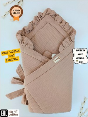 Tomuycuk Bebek Battaniyesi 4 Kat Müslin Bebek Kundağı Hastane Çıkışı Mevsimlik Yenidoğan Hediyelik