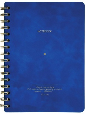 Victoria's Journals Vegan Deri Esnek Kapaklı Spiralli Defter A5 100 gr 128 Sayfa Çizgili Mavi