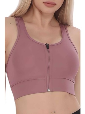 Tezzgelsin Kadın Fermuarlı Sporcu Crop Kadın Büstiyer