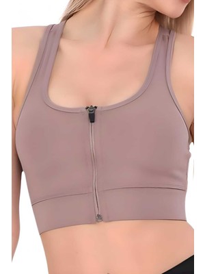 Tezzgelsin Kadın Fermuarlı Sporcu Crop Kadın Büstiyer