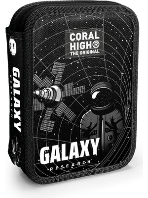 Coral High Kids Siyah Galaxy Desenli Çift Katlı Kalem Çanta 11148