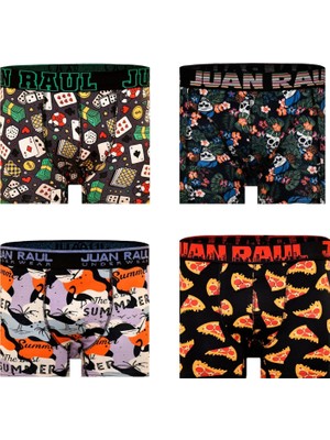 Juan Raul 4 Lü  Desenli Erkek Boxer (Karışık Renkler Gönderilir)