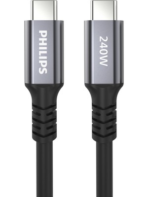 Philips SWV6701/00 Thunderbolt3 Usb-C To Usb-C 240W 5k Hızlı Şarj Kablosu, 1 Metre