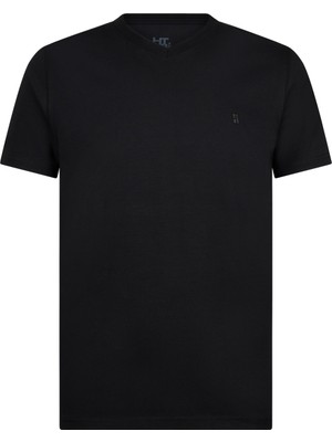 Siyah Regular Fit Bisiklet Yaka Pamuklu Tişört
