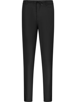 Siyah Rahat Kesim Yandan Cepli Jogger Pantolon