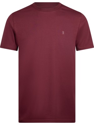 Hatemoğlu Bordo Regular Fit Bisiklet Yaka Pamuklu Basic Tişört