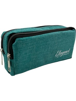 Elegance Turkuaz Çift Bölmeli Kalem Çantası