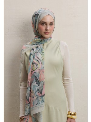 Fresh Margot Desen Ipek Krep Şal Mint