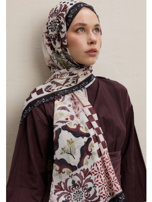 Fresh Bella Desen Ipek Krep Şal Siyah