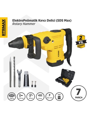 Rtrmax RTM271 Elektropnömatik Sds Max Kırıcı ve Delici 1500 W 25 Jul 50 mm