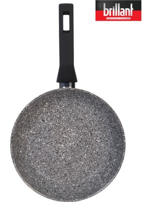 Brillant Lüks Granit 28 cm Tava Yanmaz Yapışmaz Tava Gri