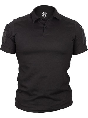 Taktikal Siyah Yaka Polo Mil-Le Tişört