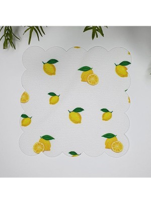 Decofav Sulu Boya Limon Desenli Lazer Kesim Kumaş Kokteyl Peçetesi 1 Adet