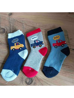 Dükkan 07 Kışlık Kalın Yumuşak Havlu Çorap Resimli Çocuk 2/3 Yaş Için 3 Çift Fiatı