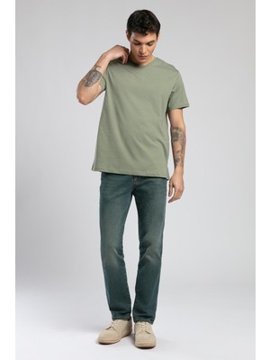 Lee Cooper Jonat Erkek %100 Pamuk V Yaka T-Shirt Haki