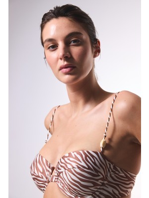 Gale Zebra Desenli Balenli Balconette Bikini Üstü