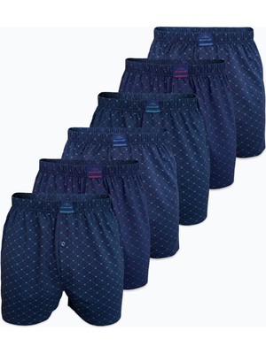 Malabadi Erkek 6 Lı Lacivert Premium Collection Desenli Geniş Kalıp Büyük Beden Modal Boxer 6M90254