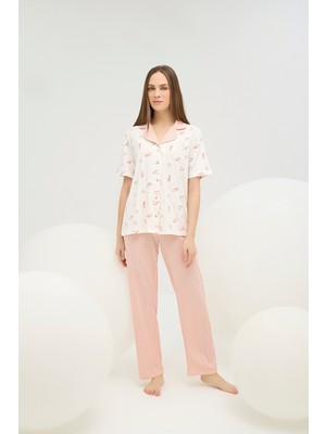16636 Kadın Düğmeli Pijama Takım