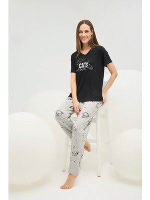 16539 Kadın Baskılı Pijama Takım