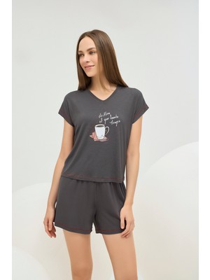 Sevim 16617 Kadın Baskılı Şort Takım