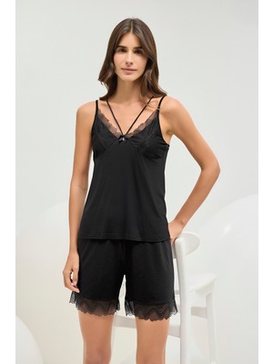 Sevim 16768 Kadın Ince Askılı Şort Takım