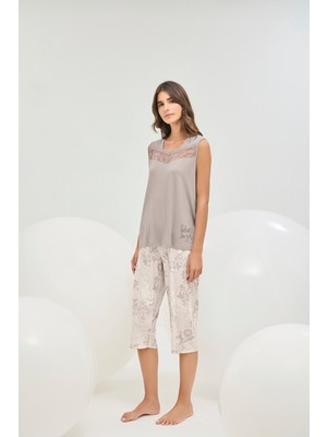 Sevim 16763 Kadın Taş Baskılı Kısa Pijama Takım