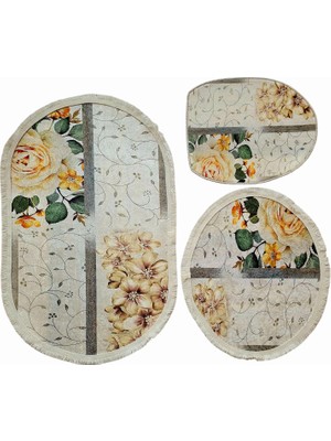 Dijital Baskılı 3 Parça Kayma Tabanlı Banyo Paspas Takımı