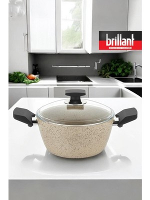 Brillant Lüks Granit Derin Tencere 26 cm Yanmaz Yapışmaz Tencere