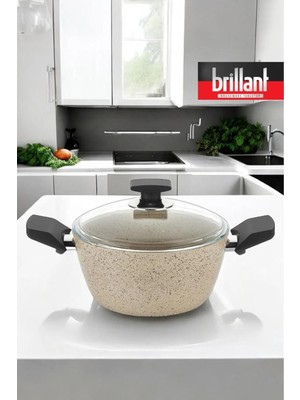 Brillant Lüks Granit Derin Tencere 28 cm Yanmaz Yapışmaz Tencere