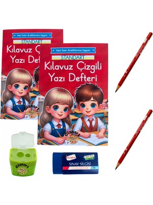 Yeni Müfredat Küçük Boy Klavuz Çizgili Güzel Yazı Defteri ve Jumbo Ilk Kalemim Seti  48 Syf.