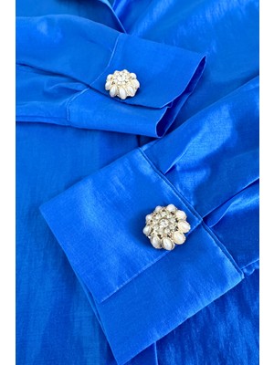 Taşlı Incili Klips Detaylı Düğme Aksesuarı 1 Çift