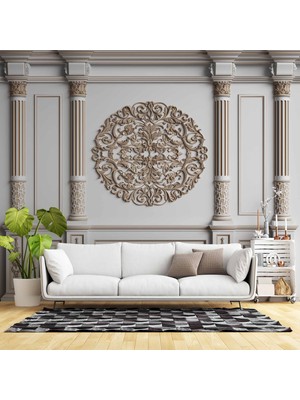 3D Beyaz Sütun Kahverengi Panel Duvar Kağıdı Baskı