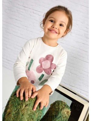 Mayoral Kız Çocuk Tshirt - Mayoral - Krem - 7 Yaş - 3017-KREM-7 Yaş