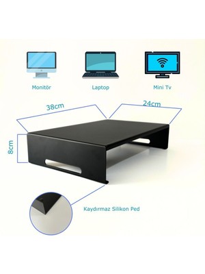Monitör Standı - Laptop Standı - Monitör Yükseltici - Metal - Mat Siyah