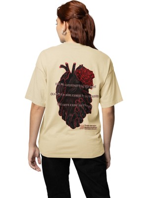 Terzili Giyin Unisex Baskılı Tişört - Kalplerin Birleşmesi