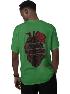 Unisex Baskılı Tişört - Kalplerin Birleşmesi