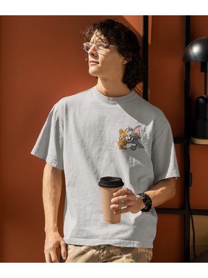 Terzili Giyin Tom ve Jerry Dost Baskılı Unisex T-Shirt