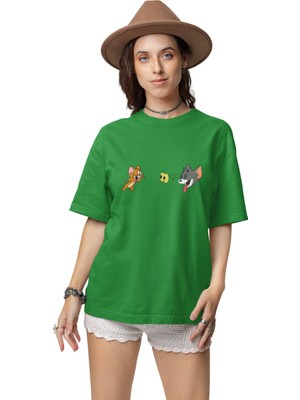 Tom ve Jerry Kadın Baskılı Tişört
