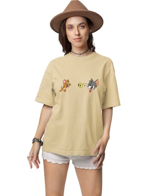 Tom ve Jerry Kadın Baskılı Tişört