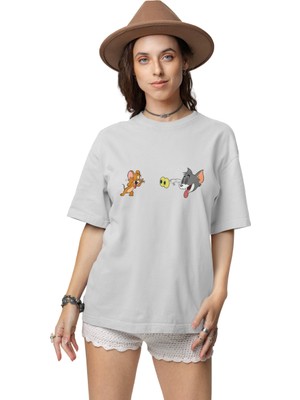 Terzili Giyin Tom ve Jerry Kadın Baskılı Tişört